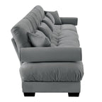 166Velvet 4-Seater Sofa with Bolster Armrests, High-Resilience Sponge Cushions