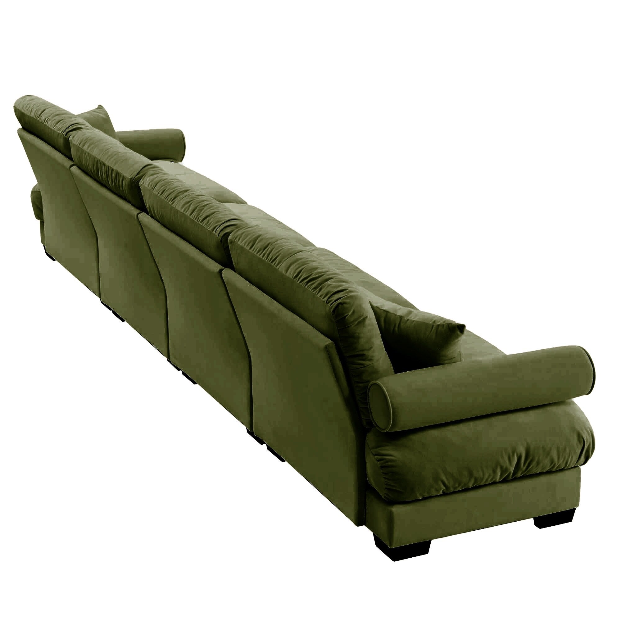 166Velvet 4-Seater Sofa with Bolster Armrests, High-Resilience Sponge Cushions