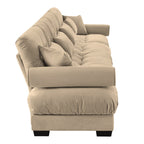 166Velvet 4-Seater Sofa with Bolster Armrests, High-Resilience Sponge Cushions