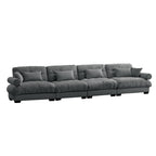 166Velvet 4-Seater Sofa with Bolster Armrests, High-Resilience Sponge Cushions