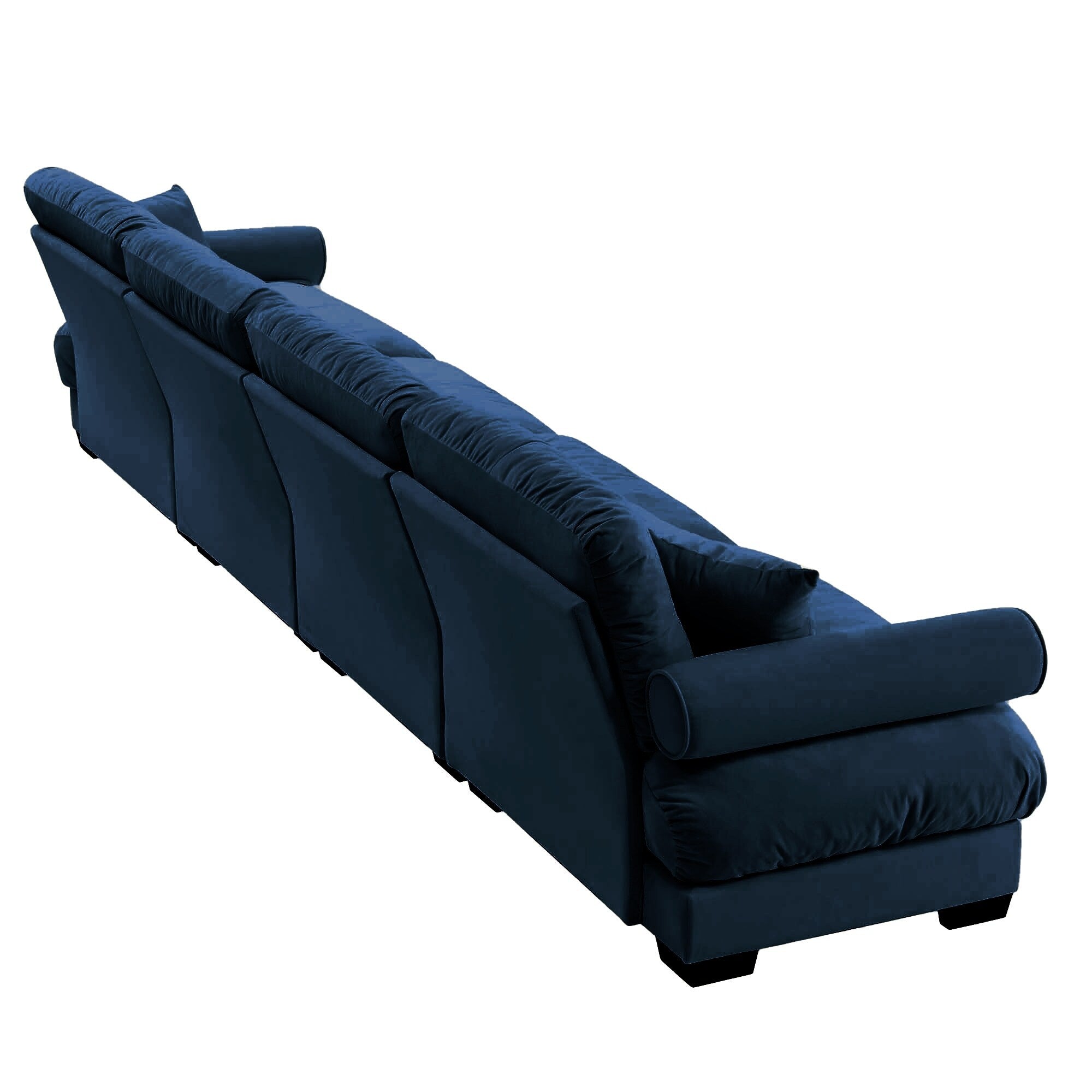 166Velvet 4-Seater Sofa with Bolster Armrests, High-Resilience Sponge Cushions