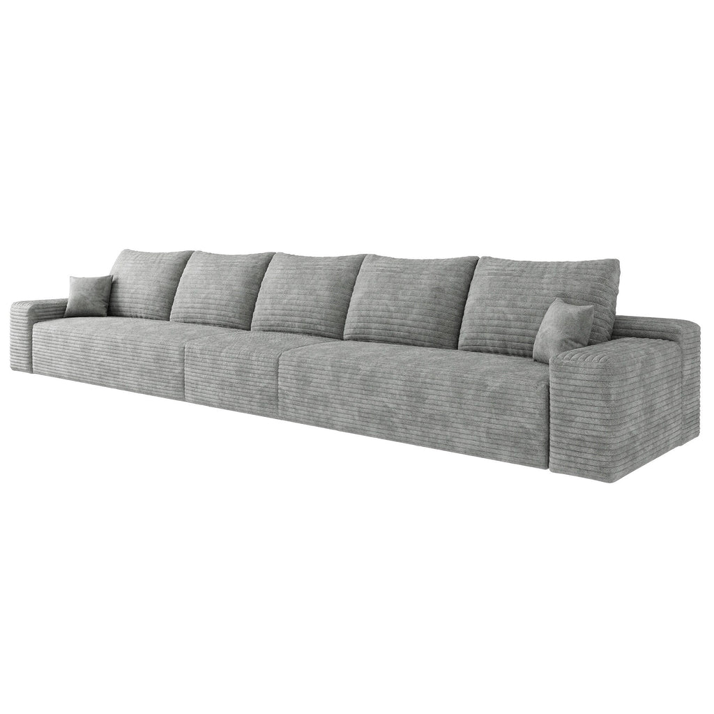168Foam 6-Seater Sofa - Plush Corduroy Cloud Couch with Recliner and High-Resilience Foam