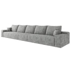 168Foam 6-Seater Sofa - Plush Corduroy Cloud Couch with Recliner and High-Resilience Foam