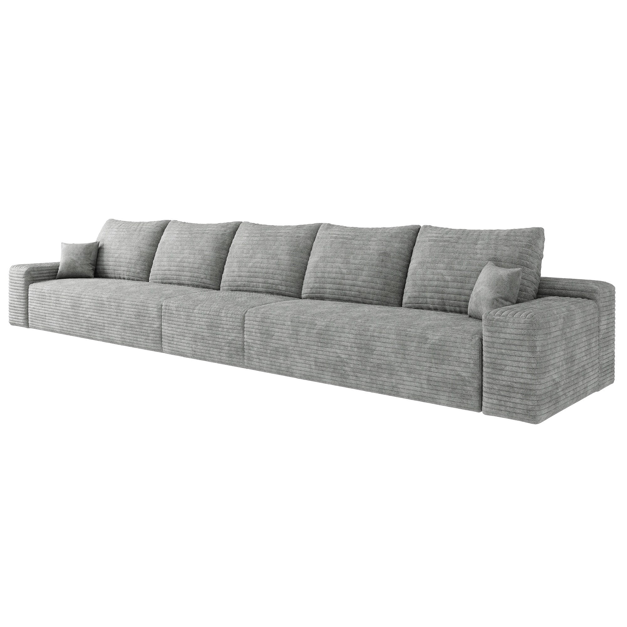 168Foam 6-Seater Sofa - Plush Corduroy Cloud Couch with Recliner and High-Resilience Foam