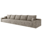 168Foam 6-Seater Sofa - Plush Corduroy Cloud Couch with Recliner and High-Resilience Foam
