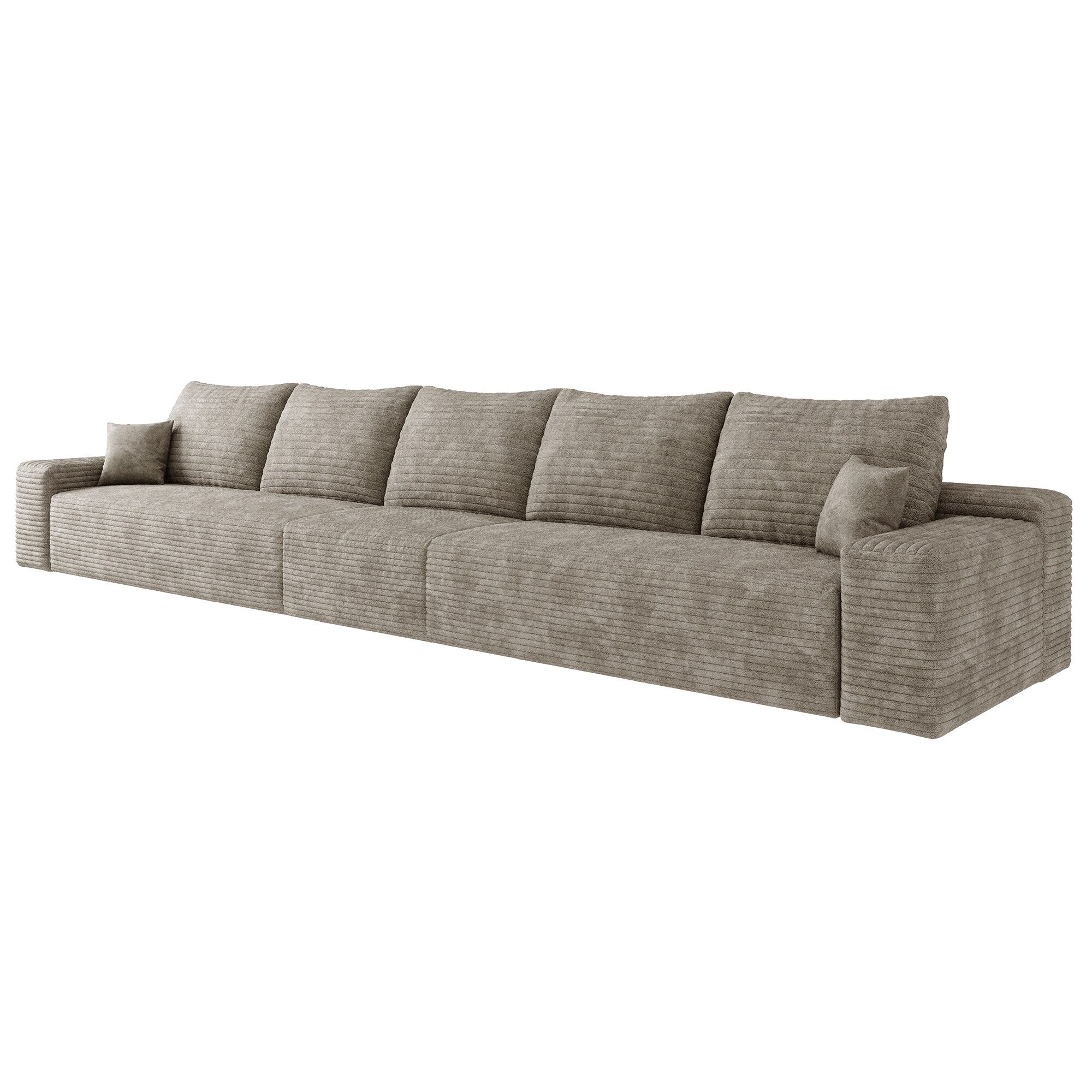 168Foam 6-Seater Sofa - Plush Corduroy Cloud Couch with Recliner and High-Resilience Foam