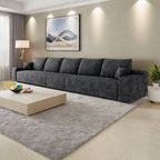 168Foam 6-Seater Sofa - Plush Corduroy Cloud Couch with Recliner and High-Resilience Foam