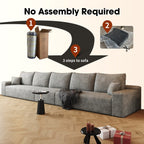 168Foam 6-Seater Sofa - Plush Corduroy Cloud Couch with Recliner and High-Resilience Foam