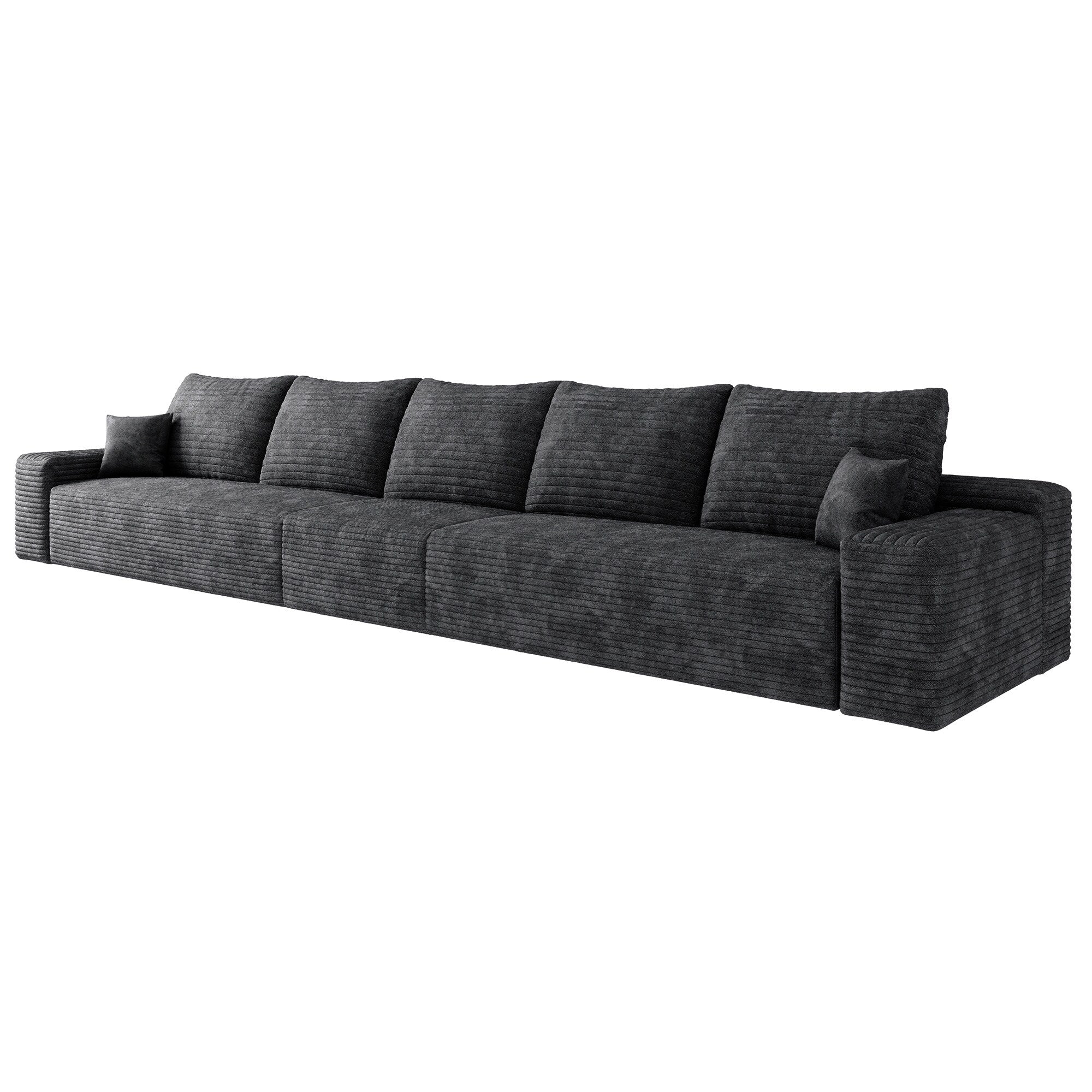 168Foam 6-Seater Sofa - Plush Corduroy Cloud Couch with Recliner and High-Resilience Foam
