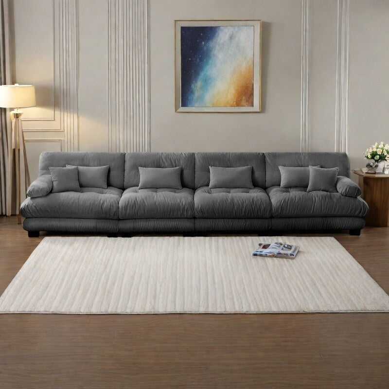 173.2 4-Seat Chenille Sectional Sofa with Deep Seating and Modular Design