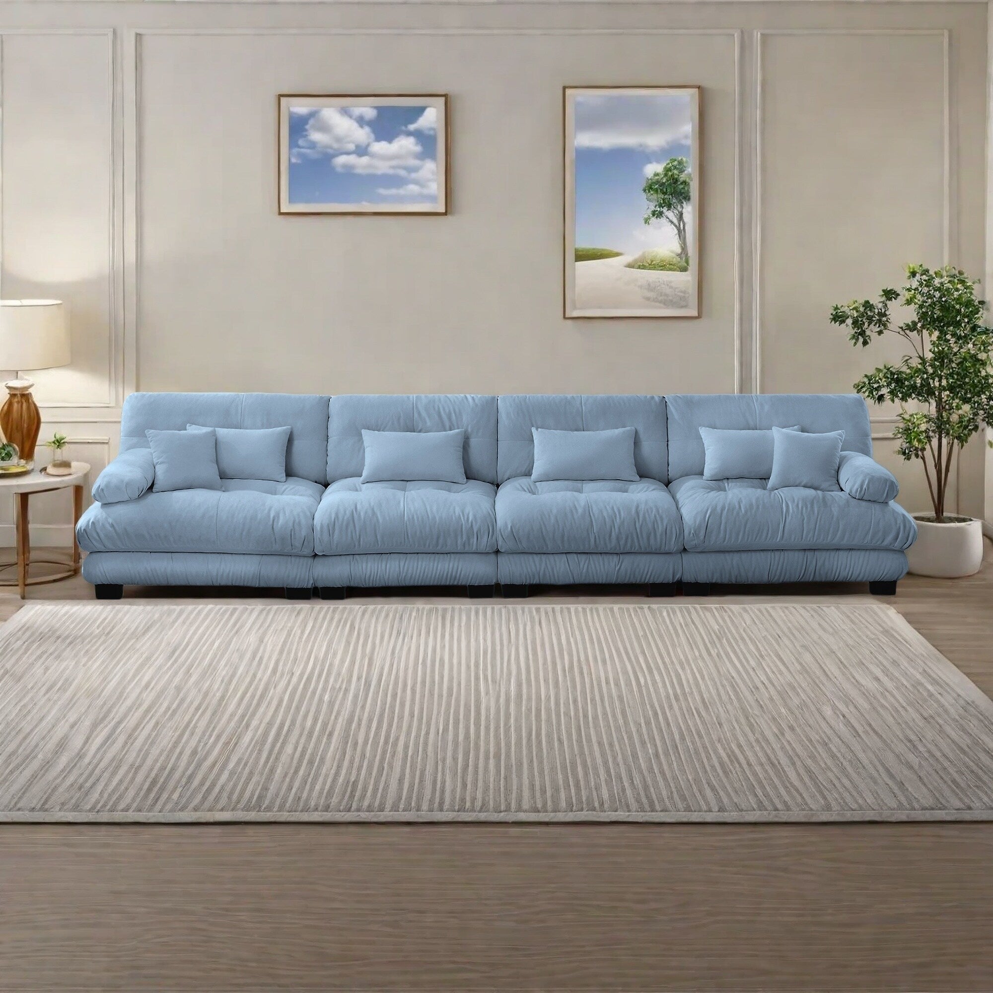 173.2 Chenille with Bolster Armrests, High-Resilience Sponge Cushions