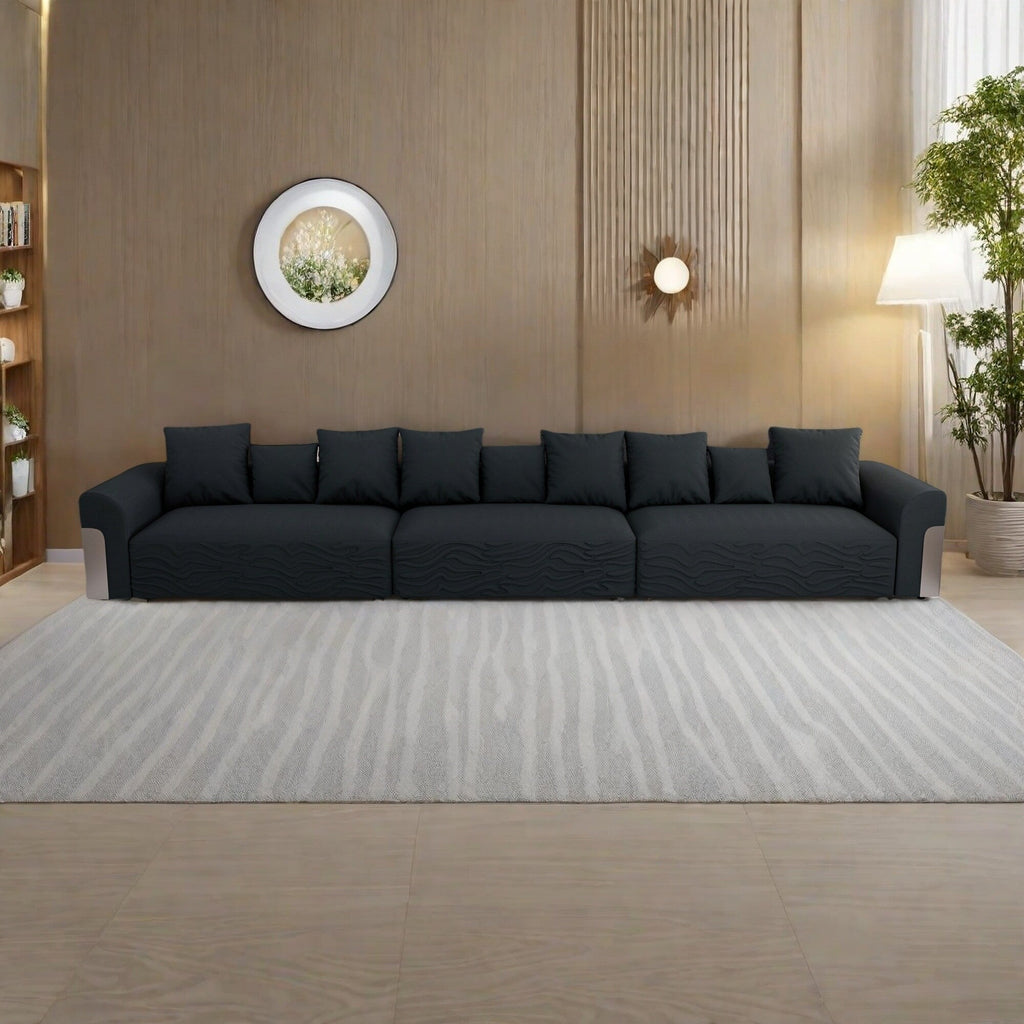 179.5Fabric 6-Seater Sofa with Deep Seat Sofa Comfy Cloud Couch with Pillows