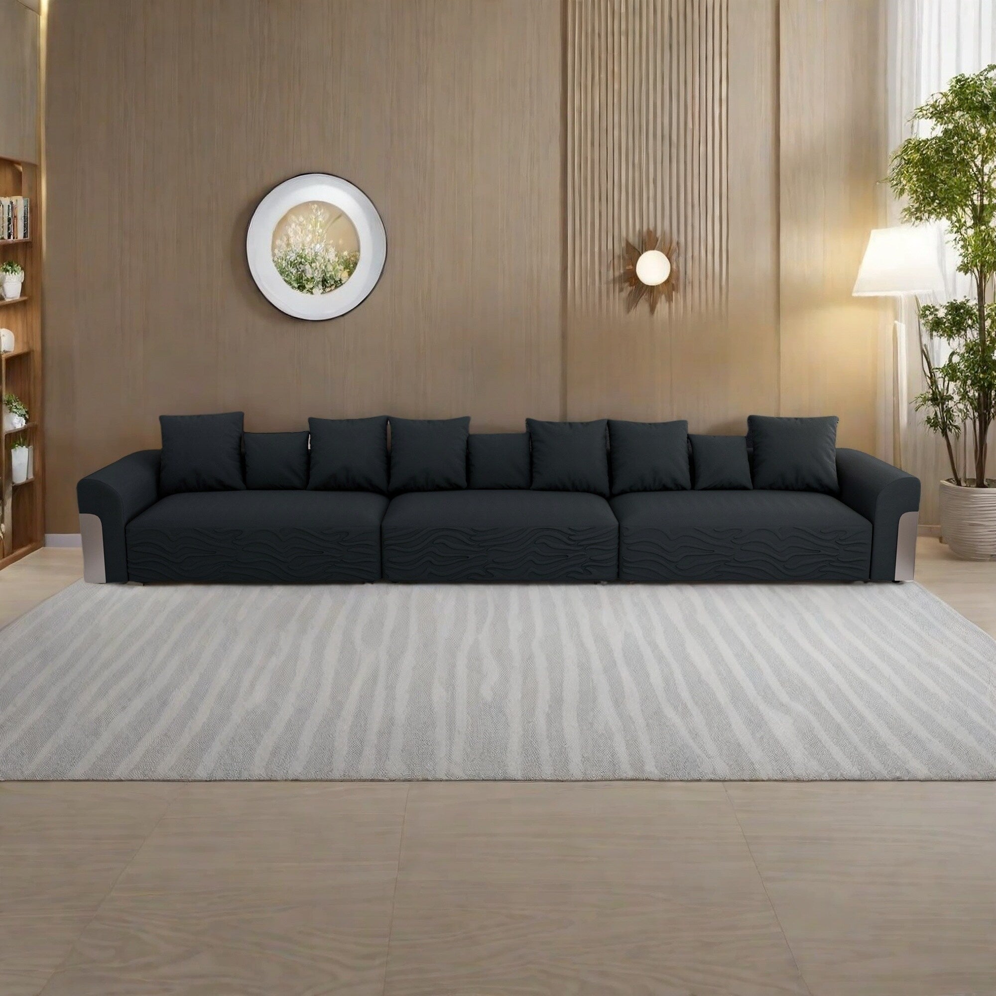 179.5Fabric 6-Seater Sofa with Deep Seat Sofa Comfy Cloud Couch with Pillows