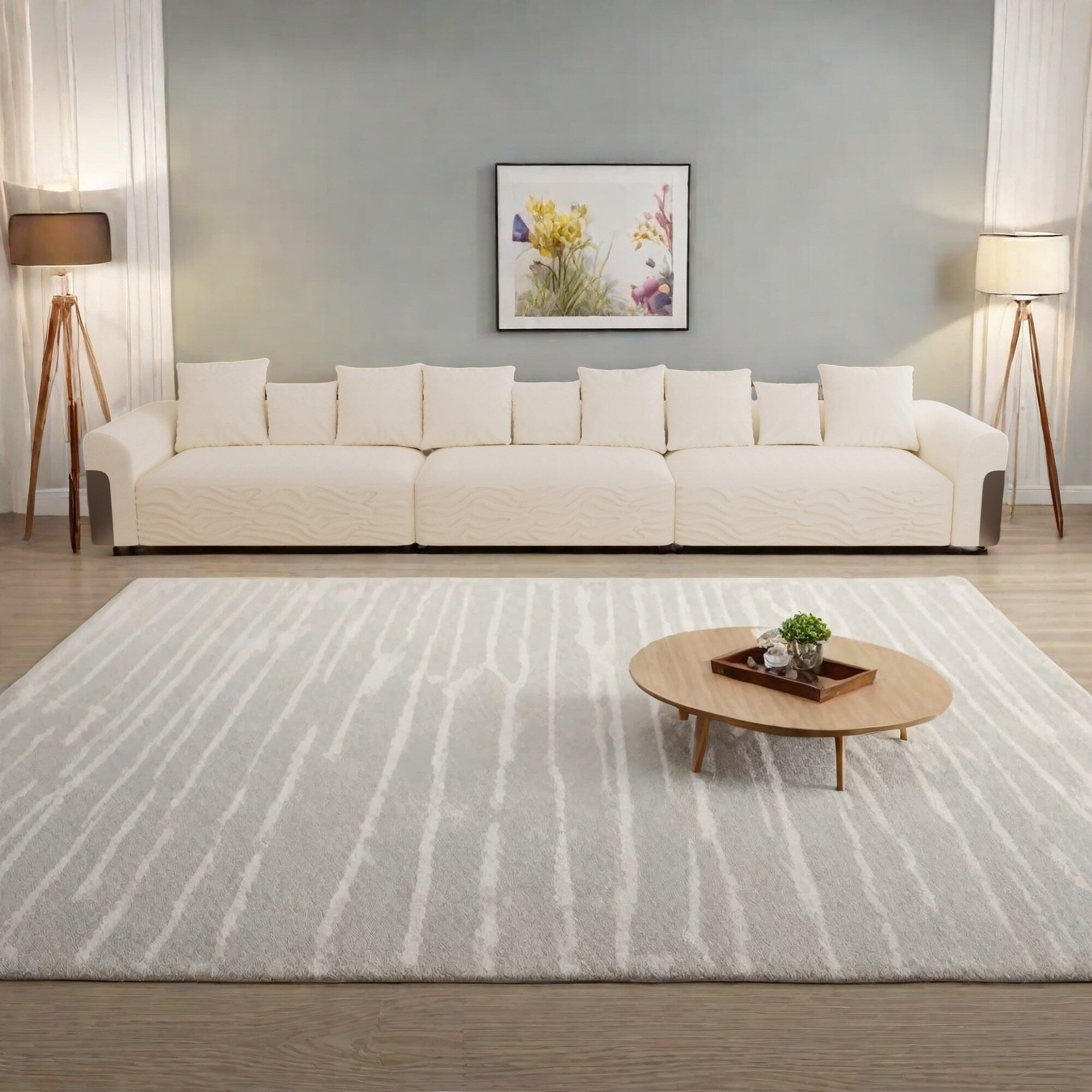 179.5Fabric 6-Seater Sofa with Deep Seat Sofa Comfy Cloud Couch with Pillows