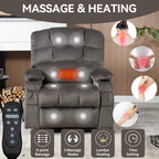 180Â° Power Lift Recliner Chair with Massage & Heat, Dual Cup Holders