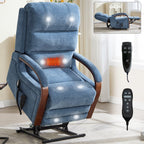 180Â° Power Lift Recliner Chair with Massage & Heat,Solid Wood Armrests