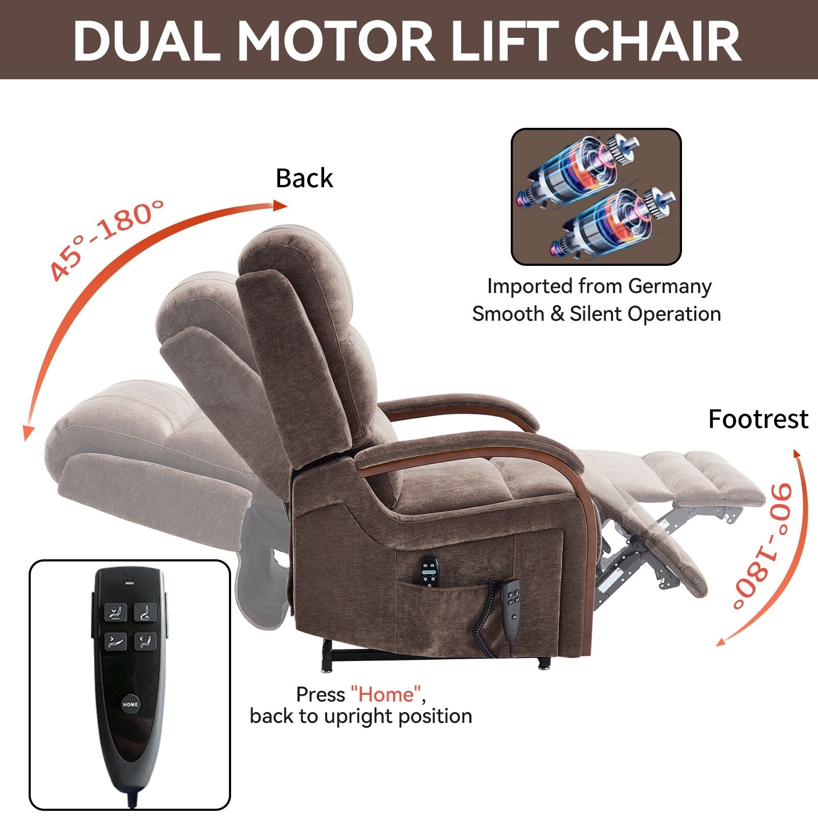 180Â° Power Lift Recliner Chair with Massage & Heat,Solid Wood Armrests