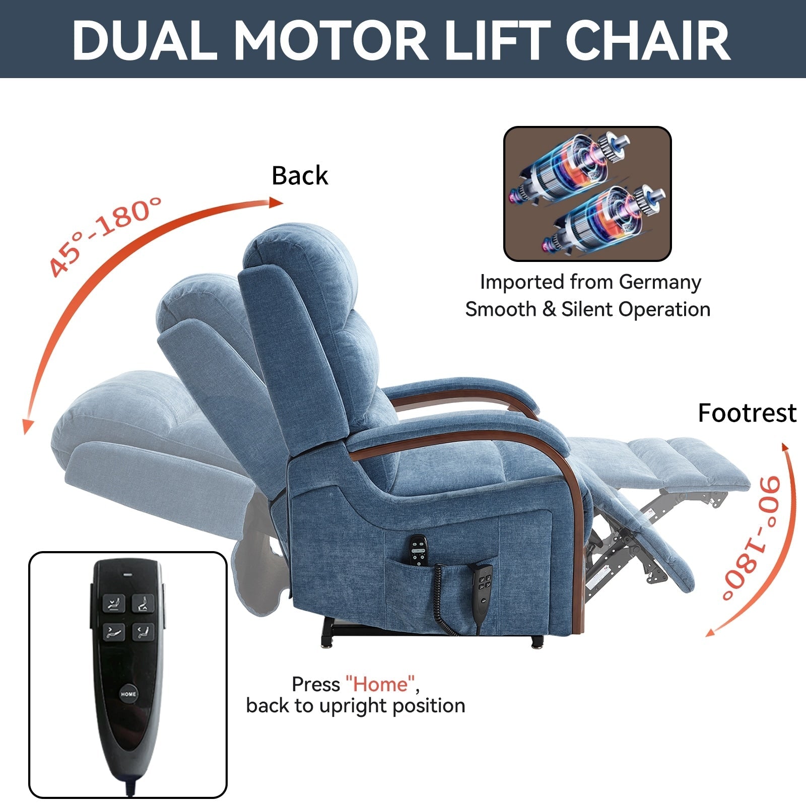 180Â° Power Lift Recliner Chair with Massage & Heat,Solid Wood Armrests
