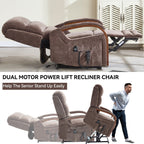 180Â° Power Lift Recliner Chair with Massage & Heat,Solid Wood Armrests