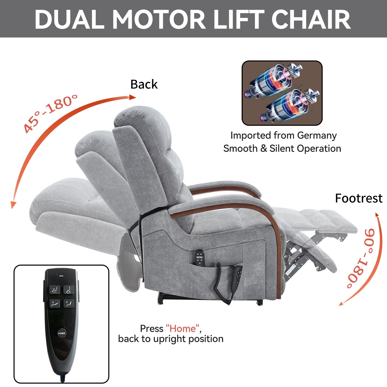 180Â° Power Lift Recliner Chair with Massage & Heat,Solid Wood Armrests