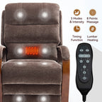 180Â° Power Lift Recliner Chair with Massage & Heat,Solid Wood Armrests