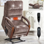 180Â° Power Lift Recliner Chair with Massage & Heat,Solid Wood Armrests
