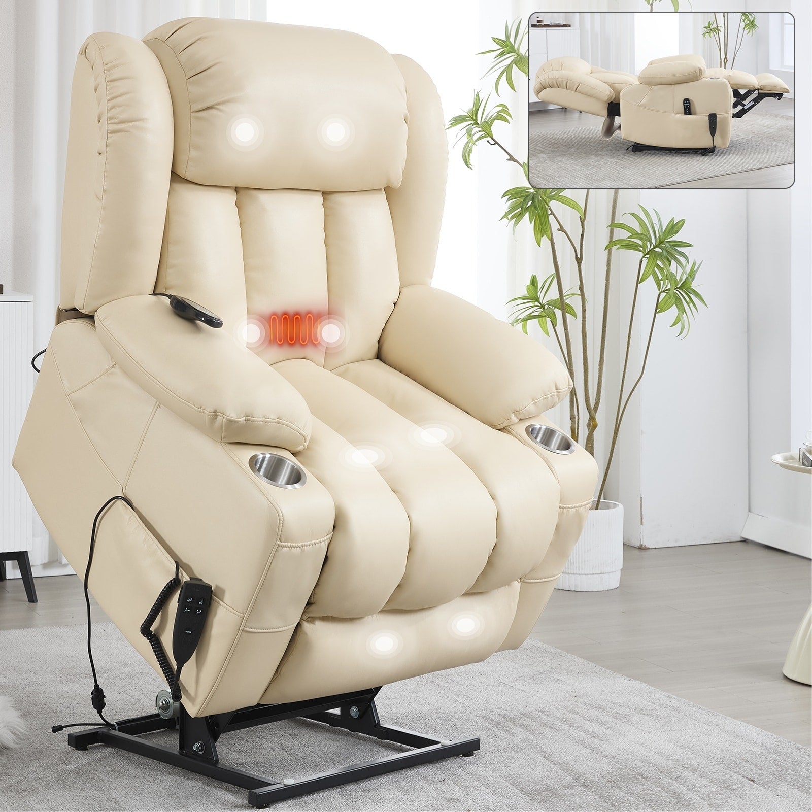 180Â° Power Lift Recliner Chair,Dual Motor, Stainless steel Cup Holders
