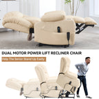 180Â° Power Lift Recliner Chair,Dual Motor, Stainless steel Cup Holders