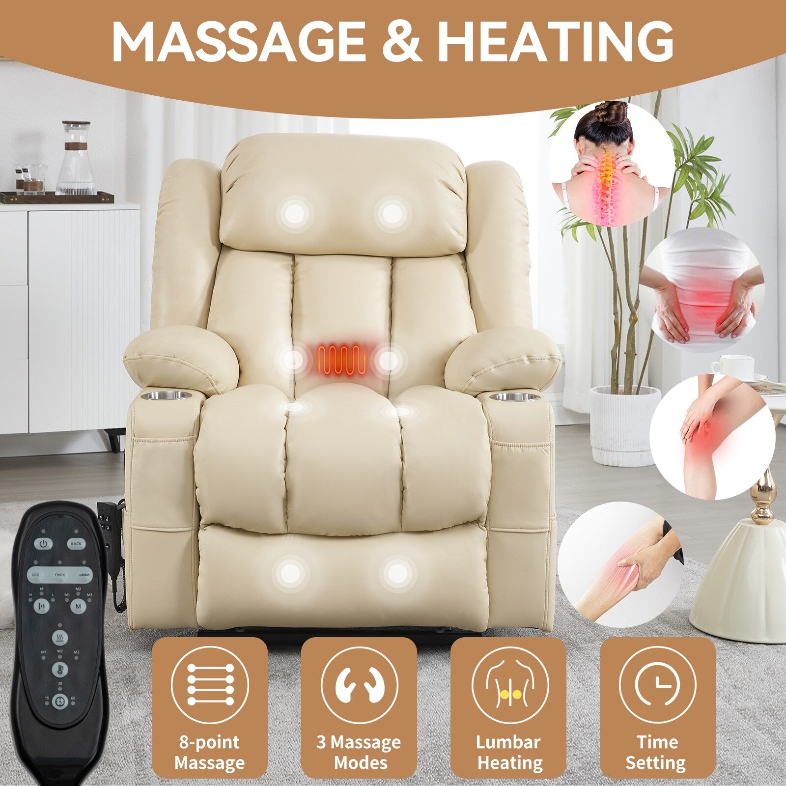 180Â° Power Lift Recliner Chair,Dual Motor, Stainless steel Cup Holders