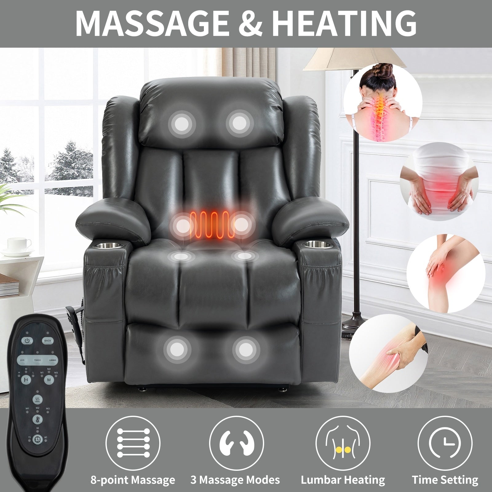 180Â° Power Lift Recliner Chair,Dual Motor, Stainless steel Cup Holders