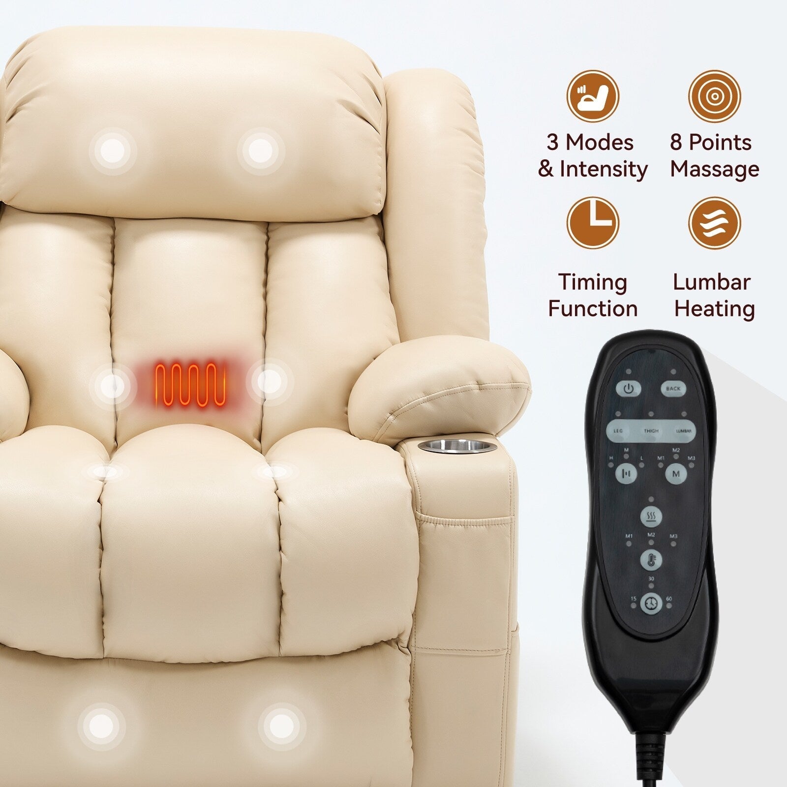 180Â° Power Lift Recliner Chair,Dual Motor, Stainless steel Cup Holders