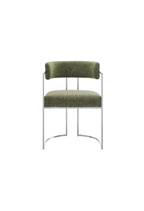 Chaise de salle à manger Ardenza à dossier incurvé en tissu et métal, feuille d'argent