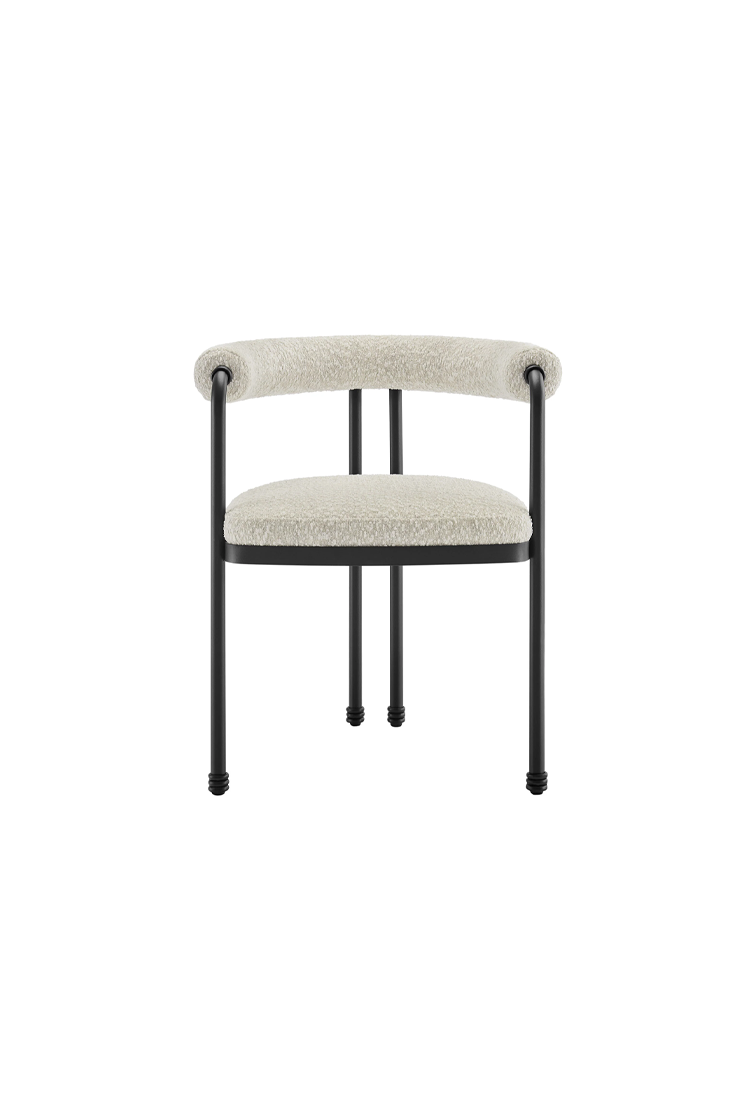 Chaise de salle à manger Aveline à dossier incurvé en métal et boucle, perle noire