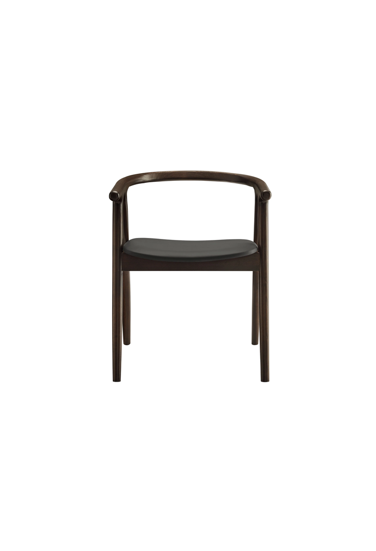 Chaise de salle à manger Serene en cuir et bois, noire