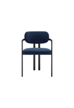 Chaise de salle à manger Marbella en tissu et métal, noir et bleu marine