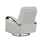 1pc Swivel Gliding Recliner Faux Leather Upholstered Solid Rubberwood Arms Luxurious Living Room Furniture