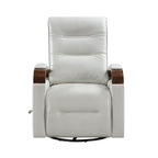 1pc Swivel Gliding Recliner Faux Leather Upholstered Solid Rubberwood Arms Luxurious Living Room Furniture