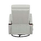 1pc Swivel Gliding Recliner Faux Leather Upholstered Solid Rubberwood Arms Luxurious Living Room Furniture