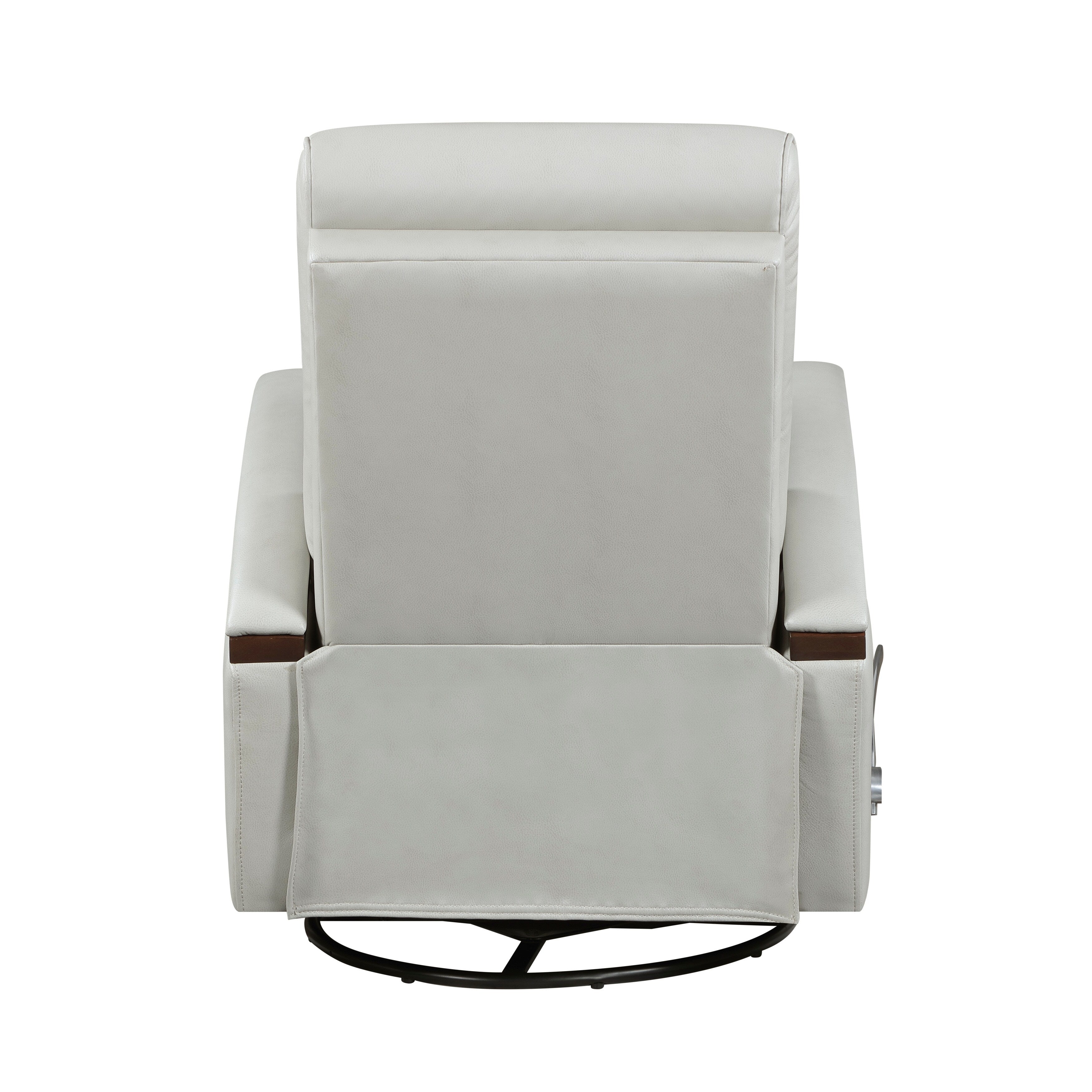 1pc Swivel Gliding Recliner Faux Leather Upholstered Solid Rubberwood Arms Luxurious Living Room Furniture