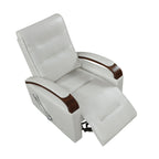 1pc Swivel Gliding Recliner Faux Leather Upholstered Solid Rubberwood Arms Luxurious Living Room Furniture