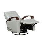 1pc Swivel Gliding Recliner Faux Leather Upholstered Solid Rubberwood Arms Luxurious Living Room Furniture