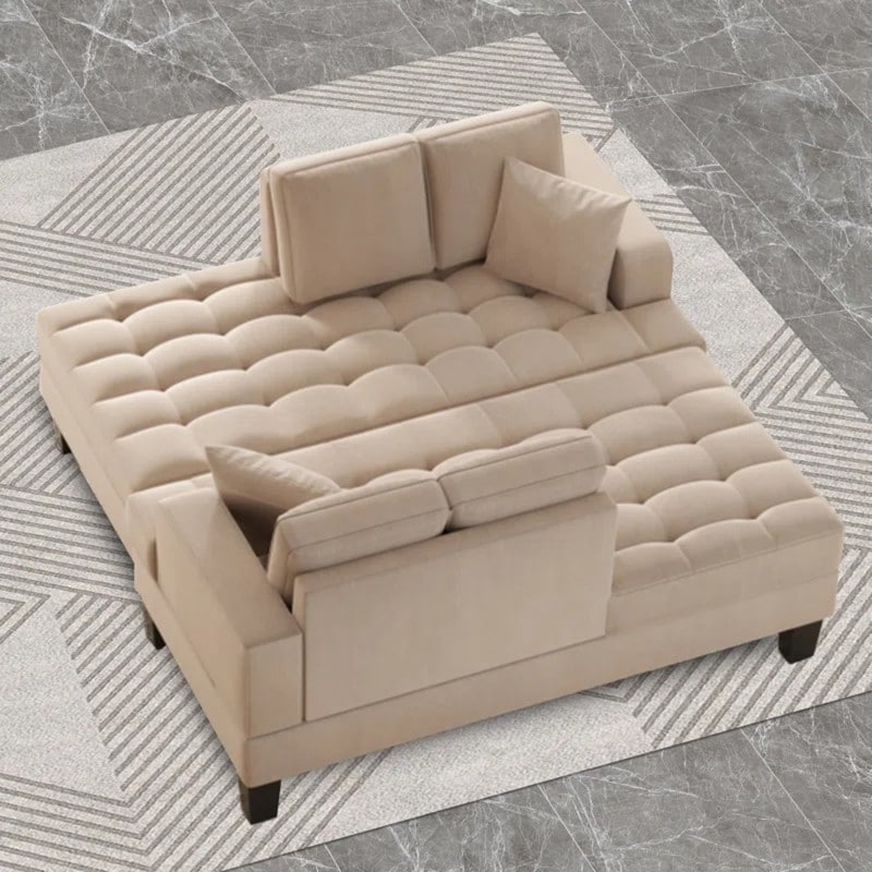 2 - Piece Living Room Set,Deep Tufted Upholstered Chaise Lounge set with 2 Toss Pillow,Warm Grey