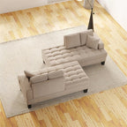 2 - Piece Living Room Set,Deep Tufted Upholstered Chaise Lounge set with 2 Toss Pillow,Warm Grey