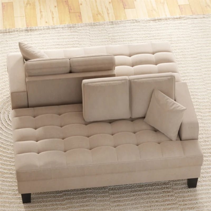 2 - Piece Living Room Set,Deep Tufted Upholstered Chaise Lounge set with 2 Toss Pillow,Warm Grey