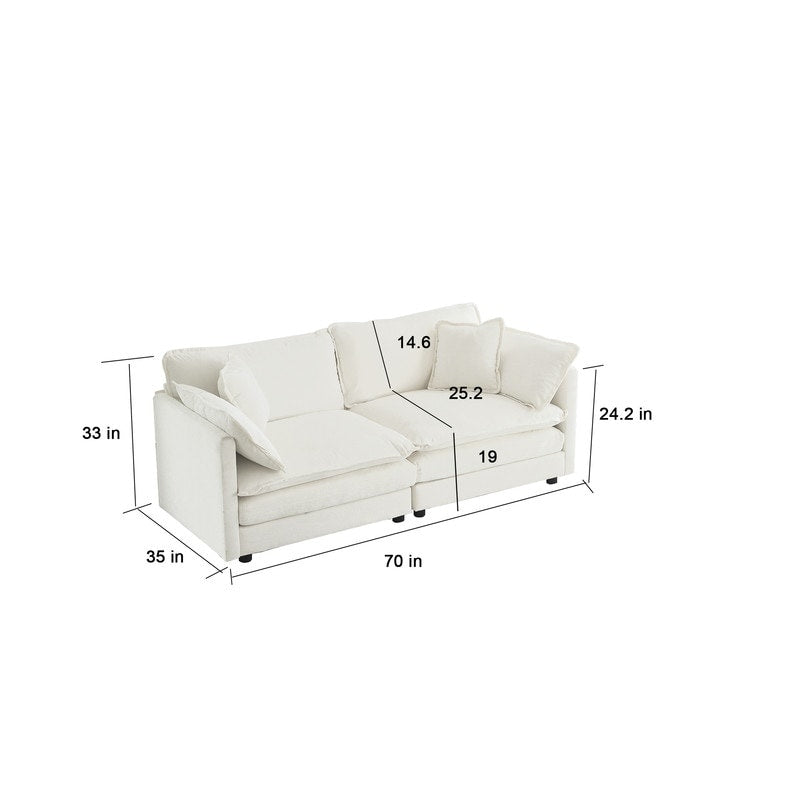 2-Piece Set Chenille Upholstered Extra Deep Seat Oversized Sofa with 3-Seater Sofa + Loveseat Sofa Sets