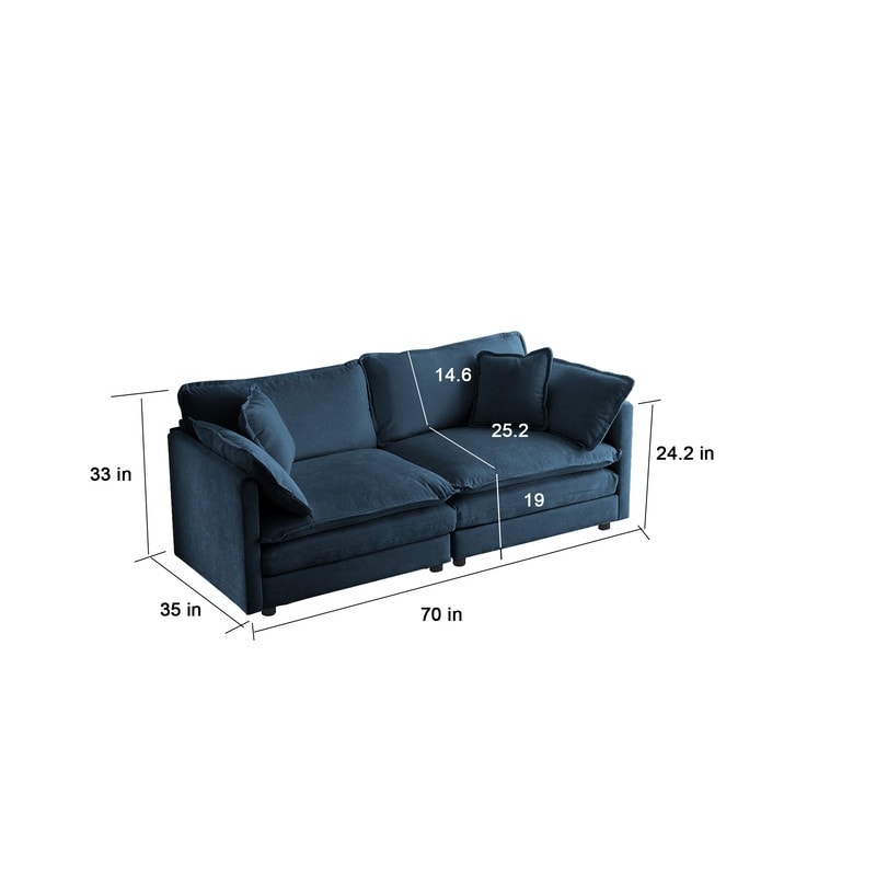 2-Piece Set Chenille Upholstered Extra Deep Seat Oversized Sofa with 3-Seater Sofa + Loveseat Sofa Sets