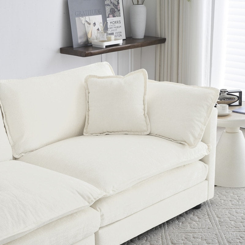 2-Piece Set Chenille Upholstered Extra Deep Seat Oversized Sofa with 3-Seater Sofa + Loveseat Sofa Sets