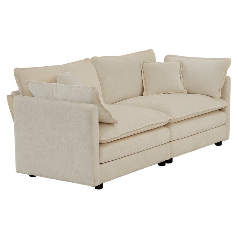 2-Piece Set Chenille Upholstered Extra Deep Seat Oversized Sofa with 3-Seater Sofa + Loveseat Sofa Sets