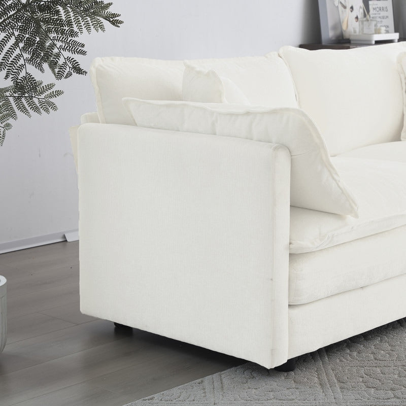 2-Piece Set Chenille Upholstered Extra Deep Seat Oversized Sofa with 3-Seater Sofa + Loveseat Sofa Sets