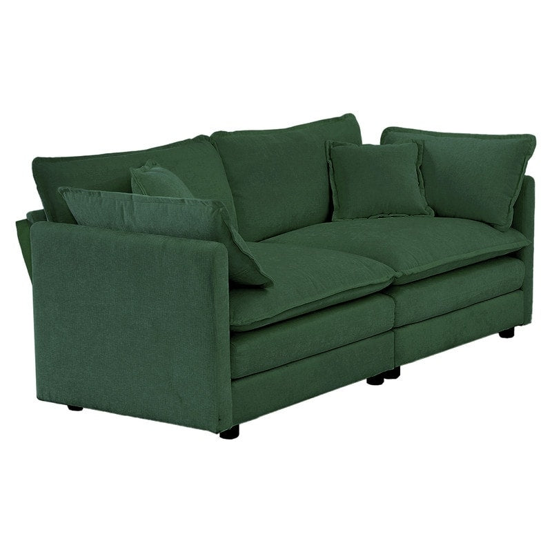 2-Piece Set Chenille Upholstered Extra Deep Seat Oversized Sofa with 3-Seater Sofa + Loveseat Sofa Sets